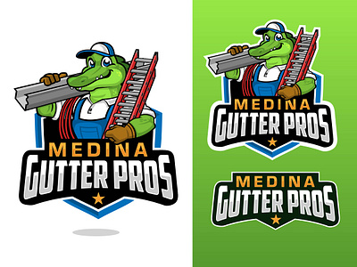 Medina Gutter Pros air conditioning classic style logo crocodile mascot gutter pros heating illustration logo design mascot mascot design mascot logo mascot. crocodile mascot plumbing retro style logo