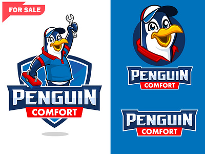 Up for SALE Penguin Mascot and Logo character design logo and mascot design mascot logo penguin mascot penguin technician