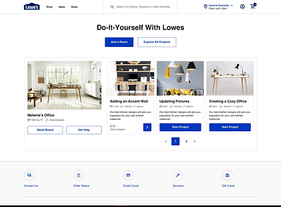 Lowe's Project Builder - Add a Room product design ui ux