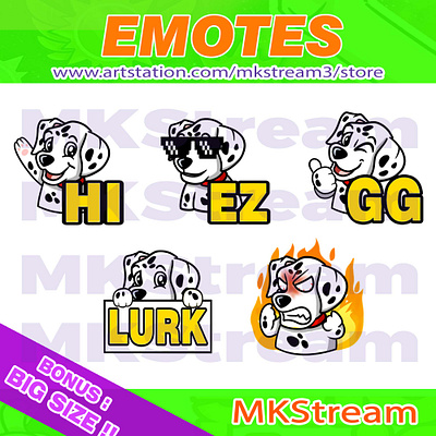 Twitch emotes dalmatian dog lurk, hi, gg, ez & rage pack animated emotes anime cute dalmatian dalmatian dog dalmatian emotes design discord emotes dog dog emotes emote emotes ez gg illustration lurk rage sub badge twitch emotes waving