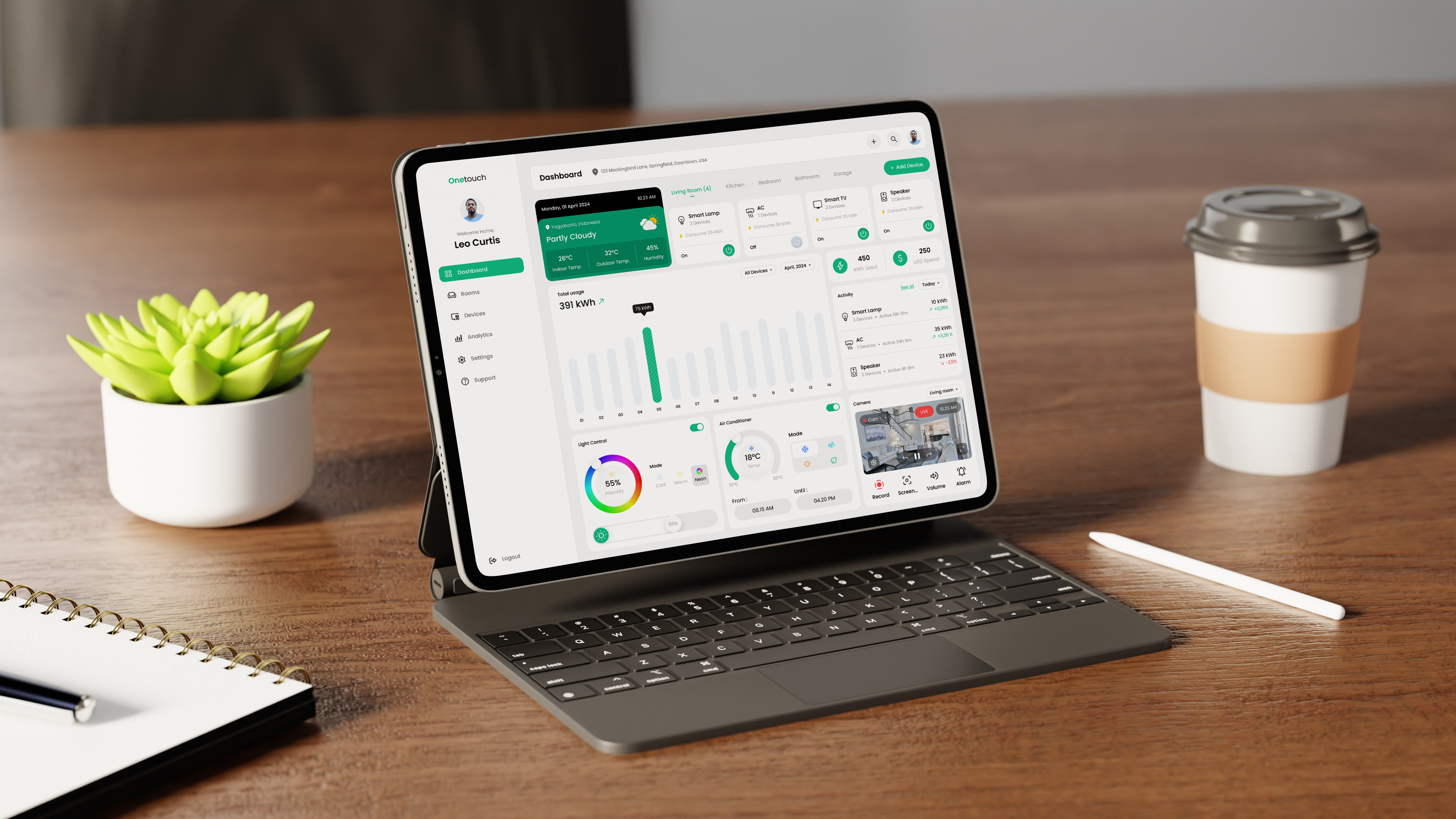 Smart Home Dashboard automation control dashboard device house automation iot ipad ipad mockup mockup monitoring remote remote control smart device smart home smarthome ui uiux