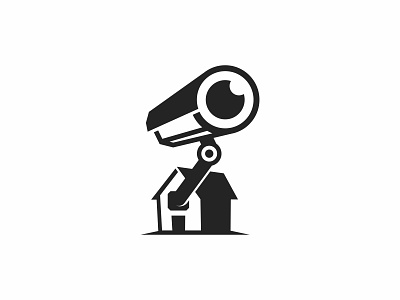 Home Security Logo black and white branding camera design graphic design home icon identity logo modern security simple vector