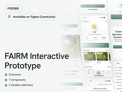 Freebie - FAIRM Interactive Prototype ai argiculture artificial intelligence assistant farmer farming freebie interactive prototype login minimal mobile app product design prototype sign in sign up signup ui design ui kit user interface weather