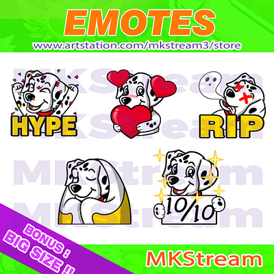 Twitch emotes dalmatian dog hype, love, rip, comfy & perfect animated emotes anime comfy cute dalmatian dalmatian dog dalmatian emotes design discord emotes dog dog emotes emote emotes hype illustration love perfect rip sub badge twitch emotes