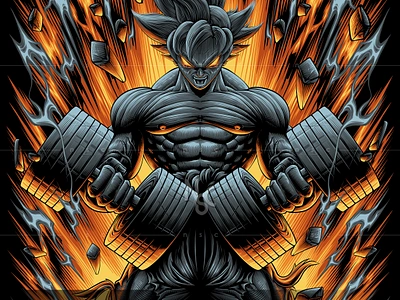 GOKU GYM anime apparel body building character clothing clothing brand dragonball fanart fitness fitness center goku gym illustration manga merchendise movie poster muscle poster design tshirt design workout