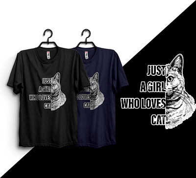 "Just a girl who loves cats" T-shirt design. animal love quotes branding cat gift ideas cat love cat lover cat lover t shirt design cat quotes cat shirt cat t shirt design cat t shirt design ideas cat victor design graphic design illustration interests logo t shirt typography vintage