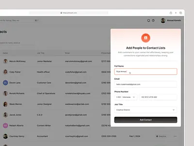 Add Contact Pop Up add contacts confirmation contact dashboard form pop up pop up form saas saas dashboard