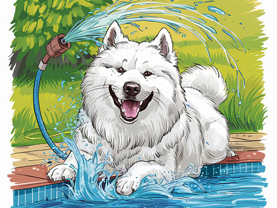 Samoyed Dog Digital Illustrations - Samoyed Dog Fan Art art concept art digital art digital painting digitalart illustration samoyed samoyed dog