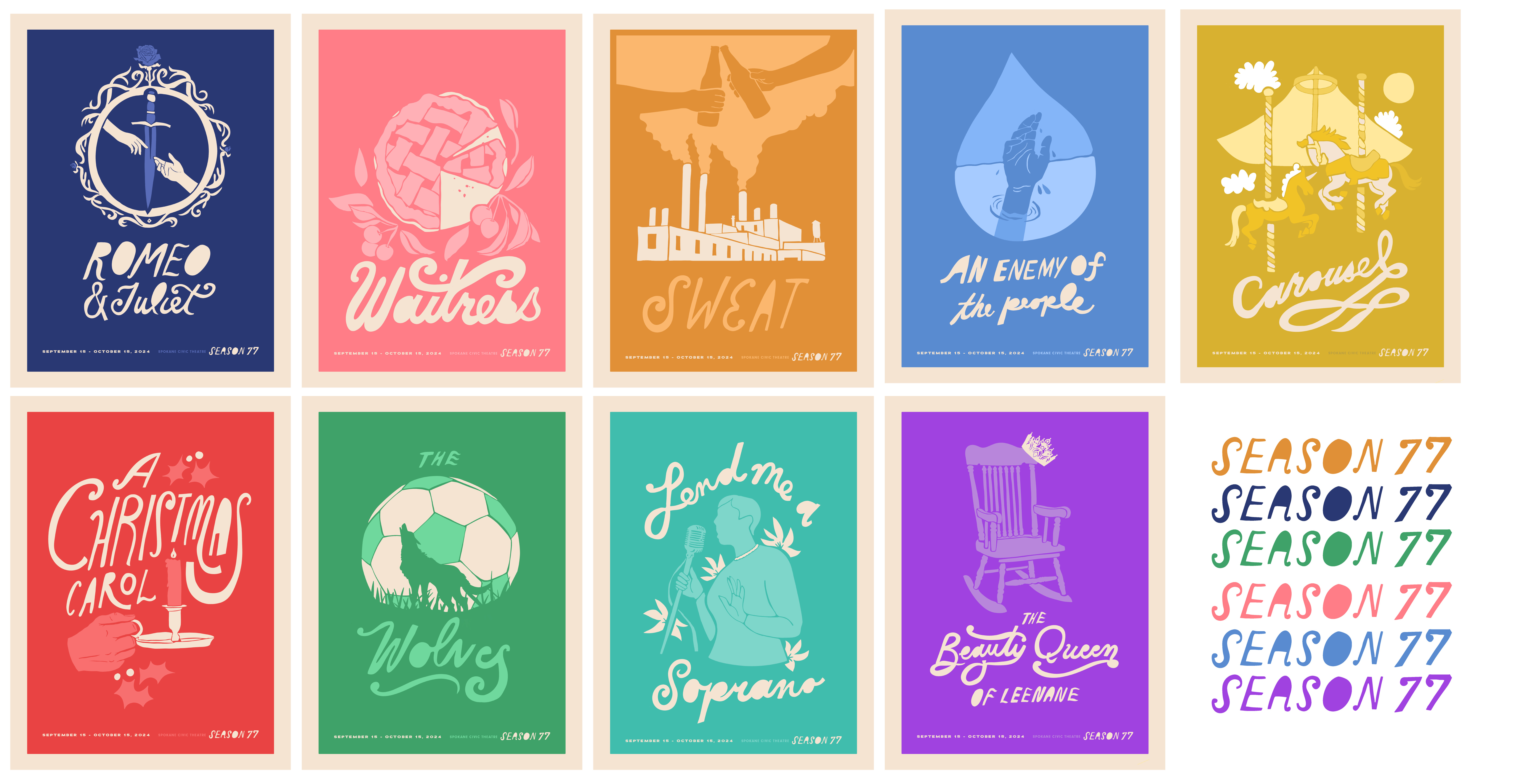 Civic Theatre's Season 77 posters broadway illustration play poster production spokane stage theater theatre