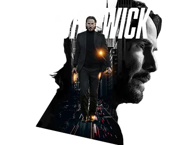 Movie poster and John Wick double exposure design banner branding design flyer flyer design graphic design instagram feed logo design movie poster poster poster design thumbnail tshirt design youtube thumbnail