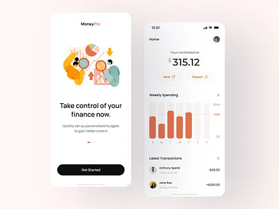 Money Pro - Money Management App clean dailyui finance finance app finance management fintech fintech app graphic design illustration logo mobile app mobile app ui modern money money management numbers stat statistics ui user interface design