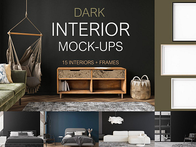 Dark Interiors and Frames design frame frame mockup frame mockup bundle home interior interior design interior mockup interior room mockup mock up wall frame mockup picture frame picture frame mockup picture frames on wall room room bundle room interior room mockup room mockup bundle room wall