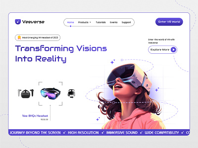 Veeverse branding design graphic design hero banner illustration landing page logo typograpgy ui ux vector vr web website