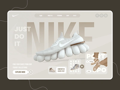 Nike Shoes Store Website Header Design ecommerce footwear footwear shop footwear website home page landing page nike nike air nike shop nike website online shop shoes shoes store sneakers sneakers shope web design web header web ui website website design