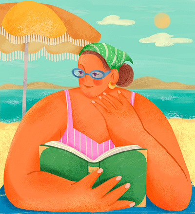 Summer 2d beach book branding catoon character cute girl illustration mountains sea summer swimsuit the sun vacation