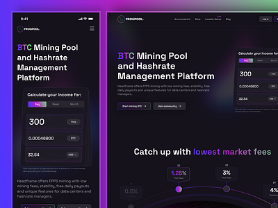 Frogpool - BTC mining landing page binance bitcoin mining pool btc btc mining coin coin mining coinmarketcap crypto crypto landing page crypto mining cryptocurrency dark landing page ethereum fintech landing page miner mining pool webdesign website