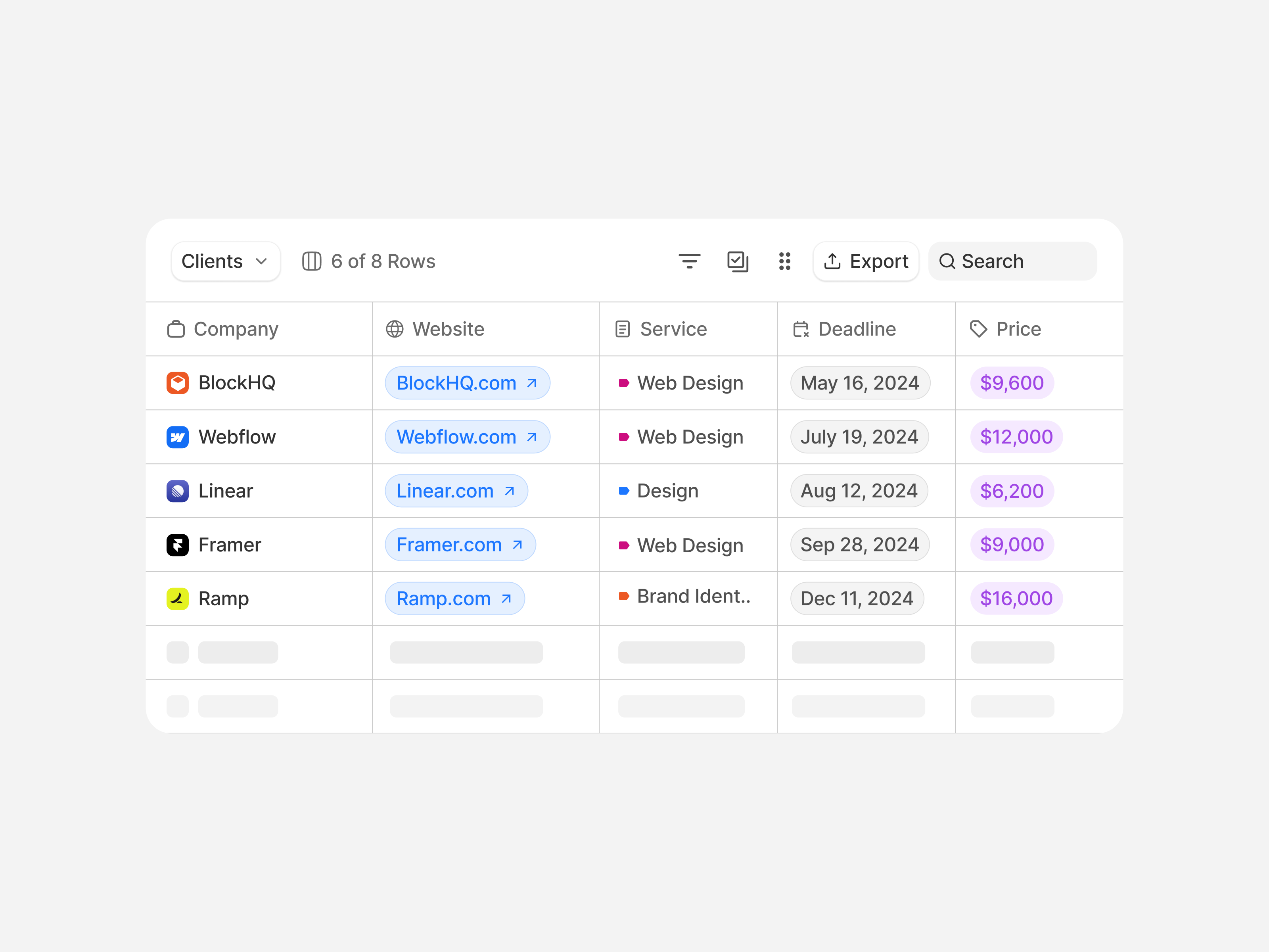 Lil Data Table app bar column component crm data design design system figma list minimalist modal row search spreadsheet table ui ui design ui kit widget