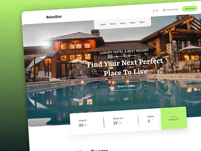 Hotel Booking Website Full Design booking design hotel landing page ui ux website