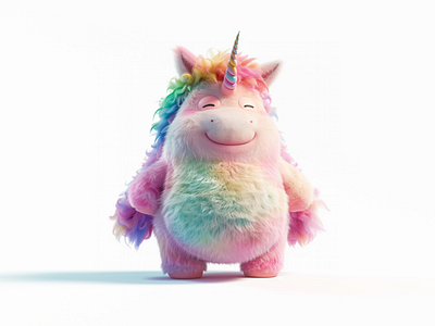 Fluffy unicorn | 3D cartoon unicorn 3d unicorn abrang animals blender branding cartoon character cartoon unicorn children design character disney etsy fantasy fiverr fluffy animal graphic design horn horse illustration magical unicorn