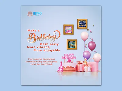 Birthday Supplies Rent Post banner branding design google ads graphic design illustration illustrator photoshop social media banner social media post typography vector