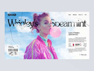 Wrigley's Spearmint 80s 90s graphic design gum logo pink poster ui vintage