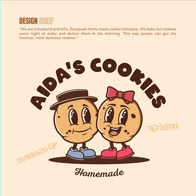 Aida's Cookies - Logo concept. brand design branding chocolate chip chocolate chips cookie cookies graphic design ill illustration logo retro vintage characters