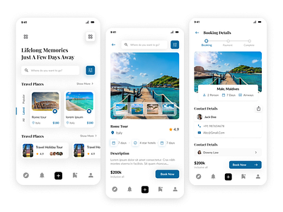 Travel Booking Application mobile app travel app ui ux design