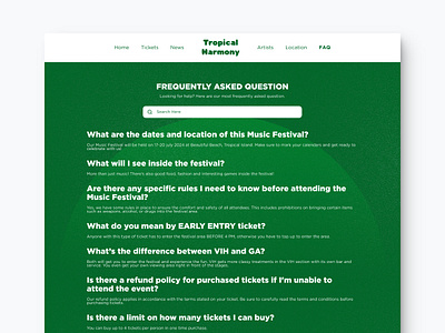 Tropical Harmony - FAQ event festival festival music music ui uiux web design