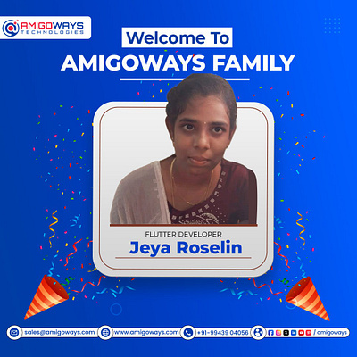 🎉 Welcome to Jeya Roselin, Our New Flutter Developer! 🎉 amigoways amigowaysappdevelopers amigowaysteam