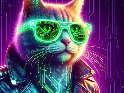 Galactic Cyberpunk Warrior Cat feline