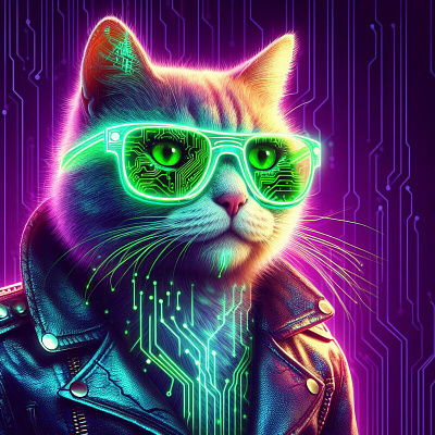 Galactic Cyberpunk Warrior Cat feline