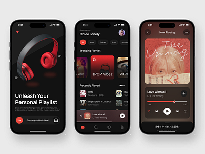 TuneVox - Music Streaming App app dark design graphic design mobile music streaming typography ui ux