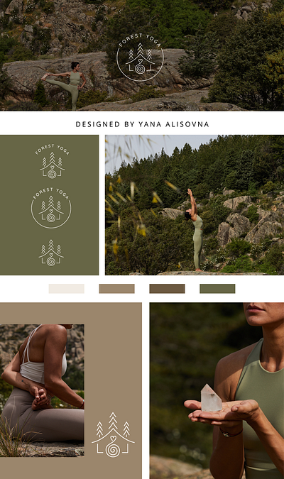 FOREST YOGA LOGO DESIGN branding forest graphic design logo outdoor retreat logo wellness logo yoga logo