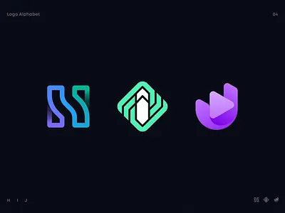 Logo Alphabet 03 - H, I, J ai alphabet blockchain branding gradient h i icon identity j learning lettering letters logo machine neuronet saas tech type web3