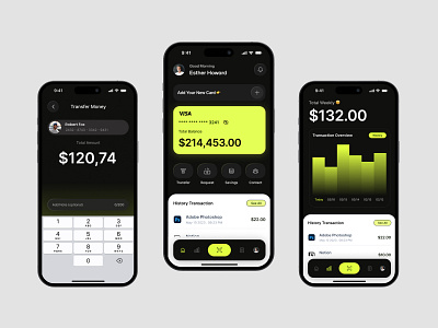 Chase - Bank Application aplication app bank black dark design modern modernui modernux ui uidesign uiux ux yellow