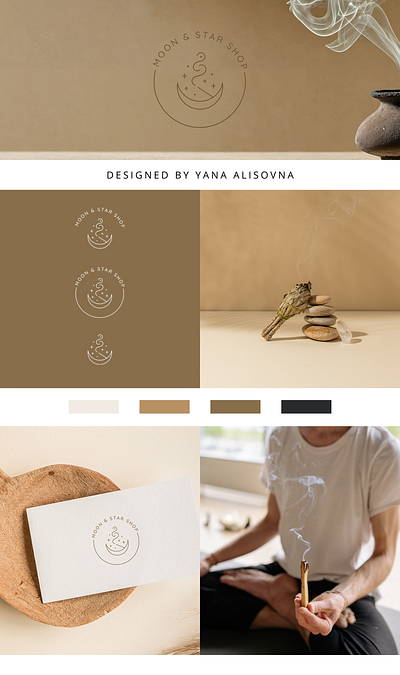 MOON & STAR SHOP LOGO DESIGN aromatherapy branding candle essential oils graphic design incense incense logo logo minimal moon palo santo