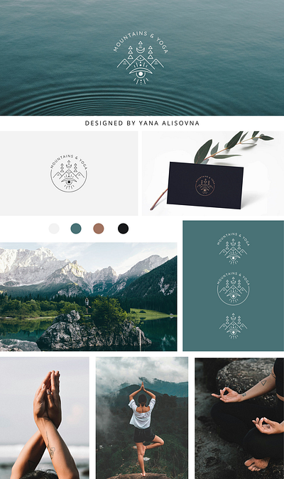 MOUNTAINS & YOGA LOGO DESIGN adventure brand identity branding camping graphic design hiking logo logo mountains outdoors retreat logo travel yoga logo