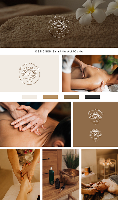 OLIVIA MASSAGE LOGO DESIGN beauty branding feminine graphic design hand logo massage logo minimal spa logo sun