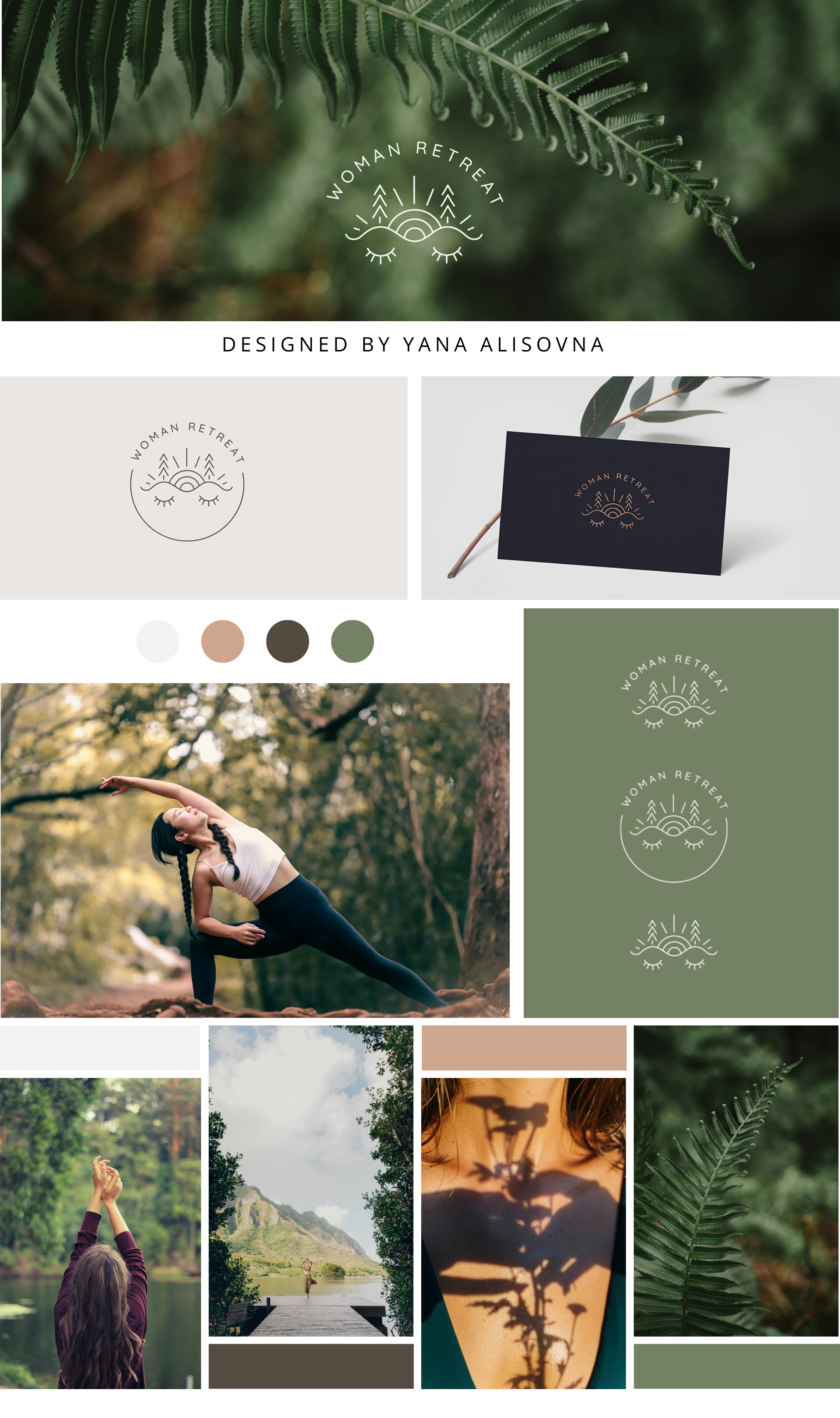 WOMAN RETREAT LOGO DESIGN branding feminine forest graphic design icon lineart logo minimal outdoor outline retreat logo vector wellness woman yoga logo