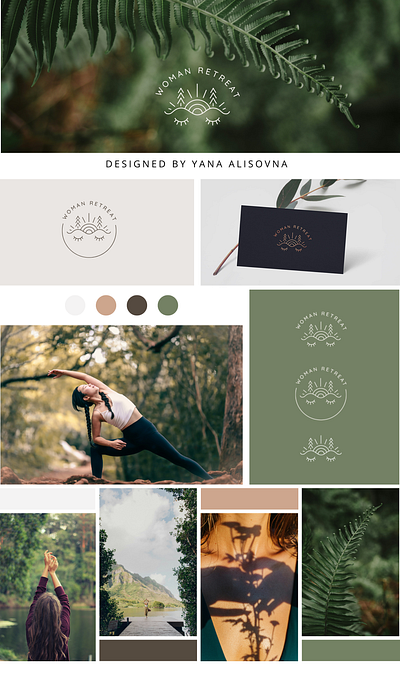 WOMAN RETREAT LOGO DESIGN branding feminine forest graphic design icon lineart logo minimal outdoor outline retreat logo vector wellness woman yoga logo