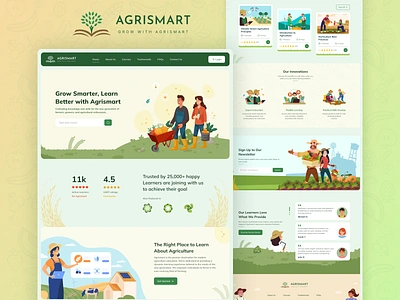 AgriSmart - Agriculture Education Website. agriculture agrismart crops design education farm fruit futurefarmers gradient humidity illustration landingpage modernfarming sustainable ui ux vector web