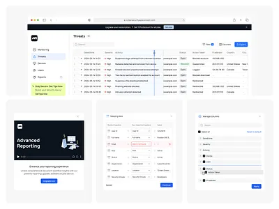 CyberSafe concept design alert branding bulk columns data design edit expand figma filter illustration logo mapping rows sidebar subscribtion table threats ui ux