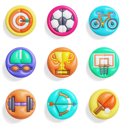 3D icons,cute,sports icon 3d branding logo