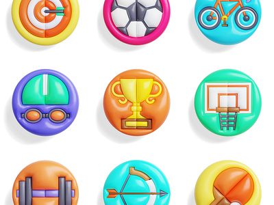3D icons,cute,sports icon 3d branding logo
