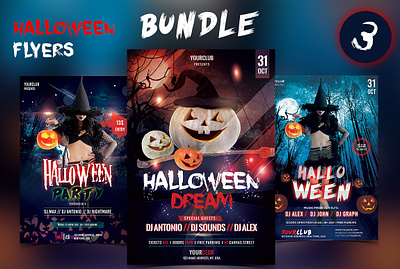 Halloween Flyers - Bundle bundle flyers halloween halloween party flyers party psd halloween