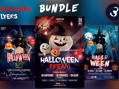 Halloween Flyers - Bundle bundle flyers halloween halloween party flyers party psd halloween