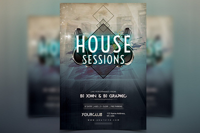 House Sessions - PSD Flyer club party events flyer flyer party psd flyers psd party flyer