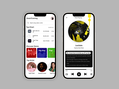 Music Player Design album cover android app branding design graphic design icon illustration interface iphone mobile mockup music player play product song u ui ux website