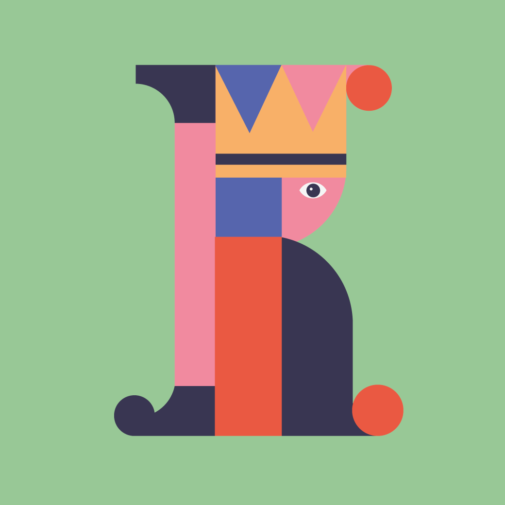 K is for King art color design eyes geometric graphics illustration king lettering shapes type vector