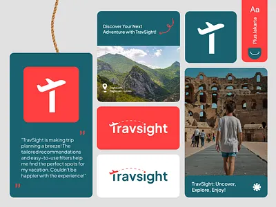 Travsight Branding branding design icon logo modern plane t travel ui